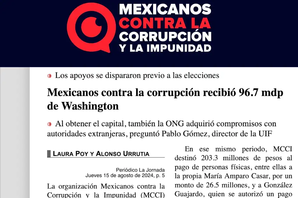 Mexicanos Contra la Soberanía: Mexicanos Contra la Corrupción y la Impunidad intervienen con millones desde el norte