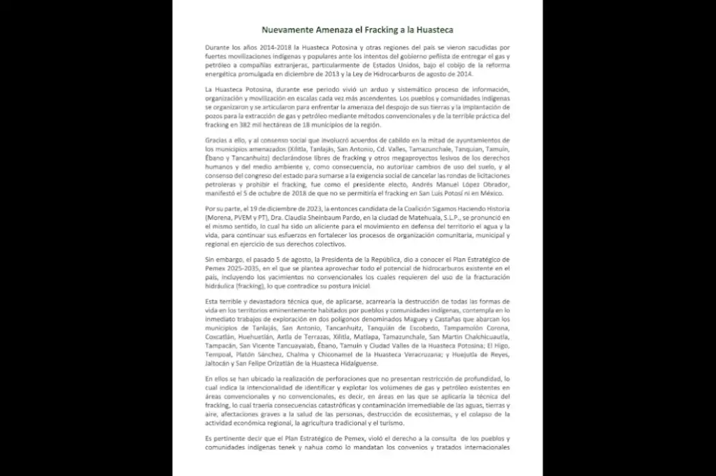 Engenera despliega una campaña contra el Plan Energético Nacional instrumentalizando la voz de la Huasteca.