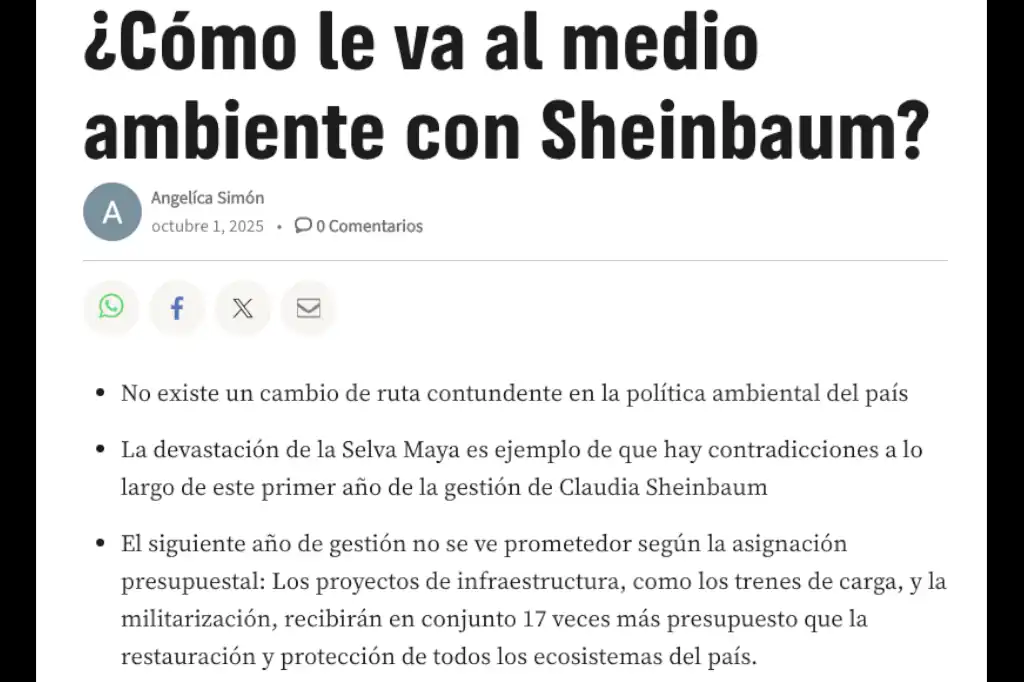 El ecologismo selectivo de Greenpeace contra la política ambiental de Sheinbaum.